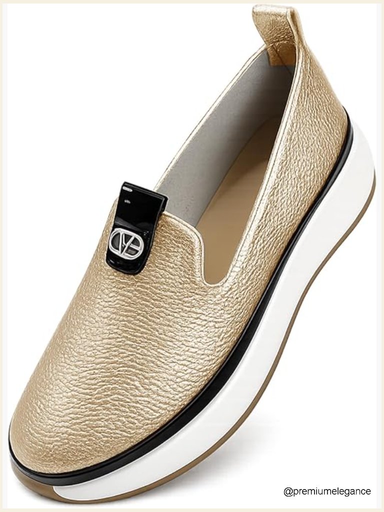 Slip On Loafers For Women, Pu Faux Leather Casual Shoes With Easy Entry Collar,